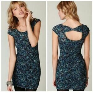 Free People Everything Nice Cap Sleeve Lace Dress Blue Size S
